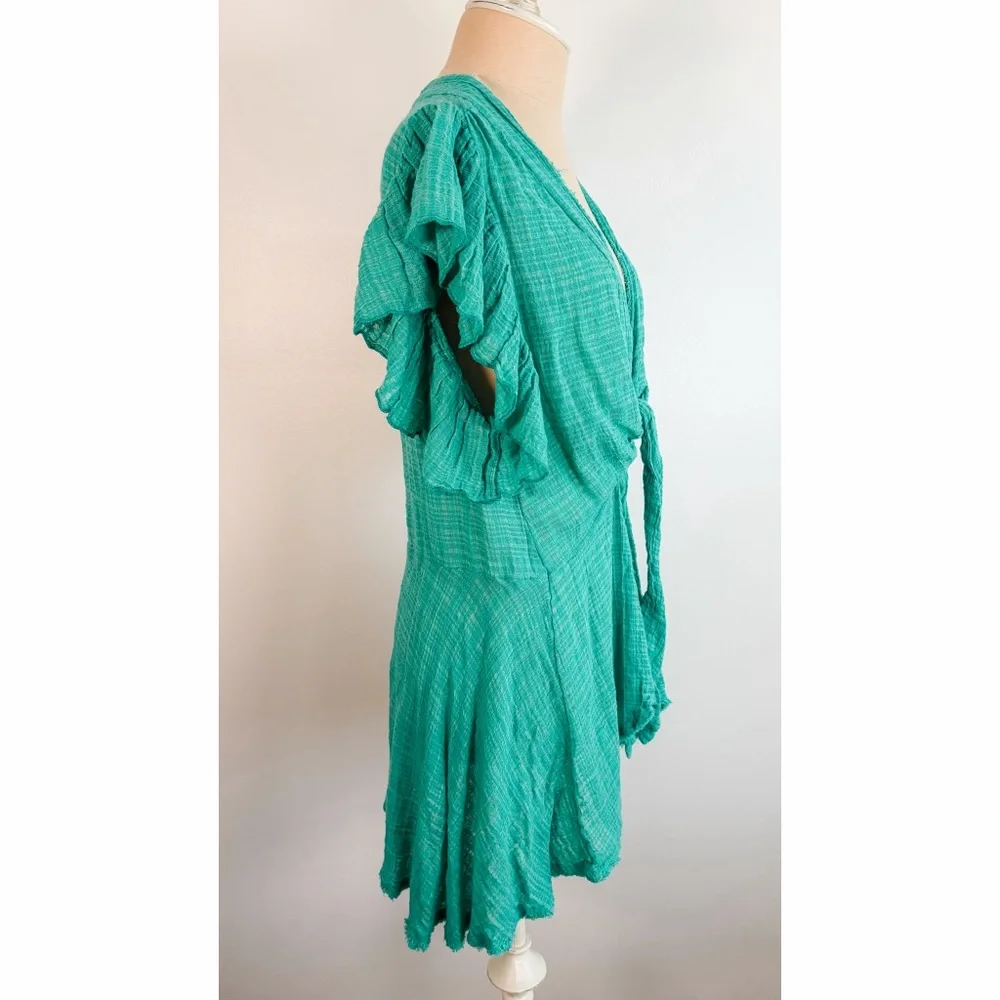 Free People One Angie Textured Gauze Front Tie Boho Top - Picture 3 of 15